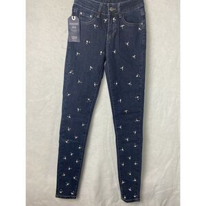 GOODIES WOMEN'S DENIME JEANS WITH PEARL BEADED FRONT SIZE EUR 34 STRETCH NEW